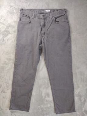 Carhartt Rugged Flex Work Pants Mens 36x32 Gray Relaxed Fit Canvas 5 Pocket